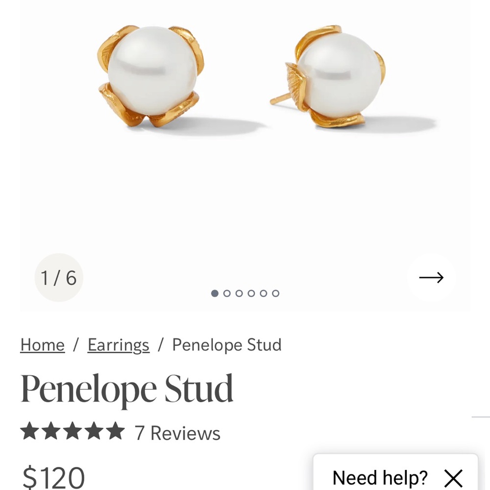 Elegant Julie Vos  Pearl and Gold Stud Earrings